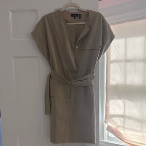 Theory Beige Belted Mini Dress